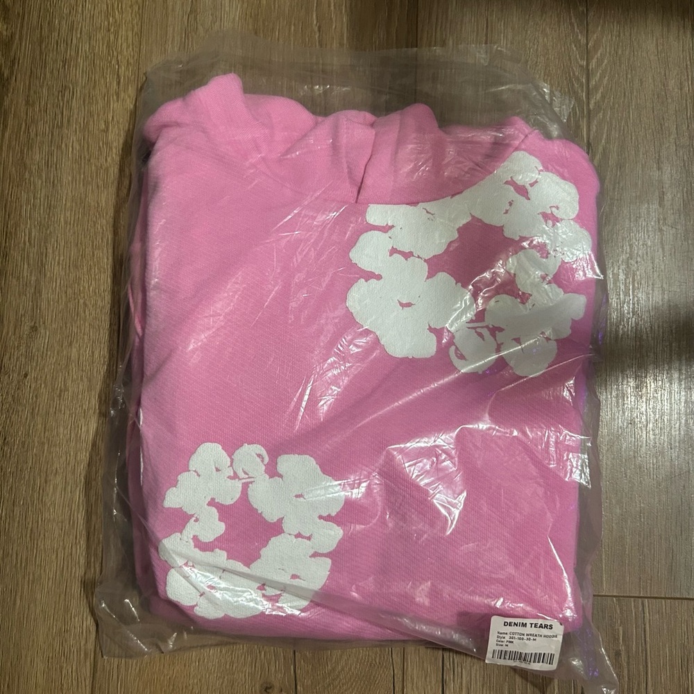 Pink Graphic Sweatshirt with White Floral Prints